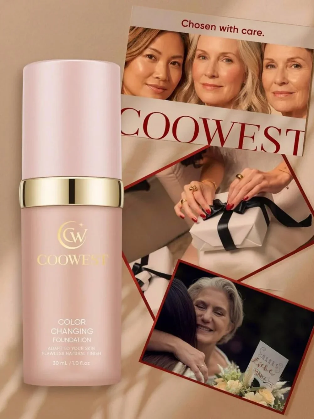 Color Changing Foundation for Mature Skin - 4-in-1 Hydrating Tint, Lightweight